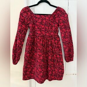 GAP Red and Black Floral Corduroy Kids Dress